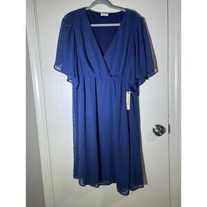 Kiyonna Women's Blue Swiss Dot Dress